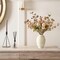 10 Stems Beige Flowers Artificial + Eucalyptus, Fake Mums Long Stem Faux Flowers For Vase, Tan Nude Cream Neutral Floral